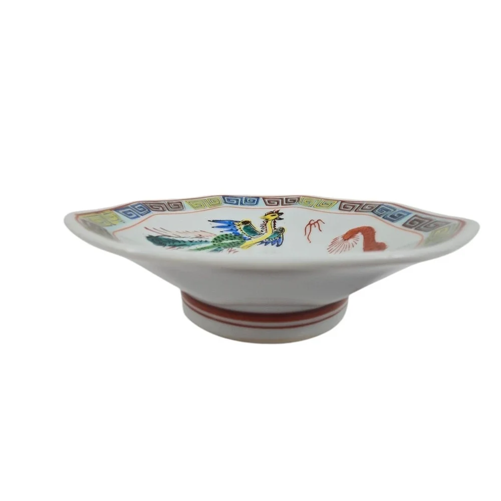 Antique Art Chinese Beishan‎ Pottery Dragon Octagonal Bowl Footed Dish 6.5